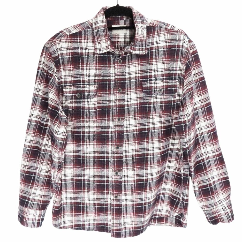 Mens Jachs Burgundy & Black Plaid Button-Up Long Sleeve Shirt XL 100% Cotton EUC